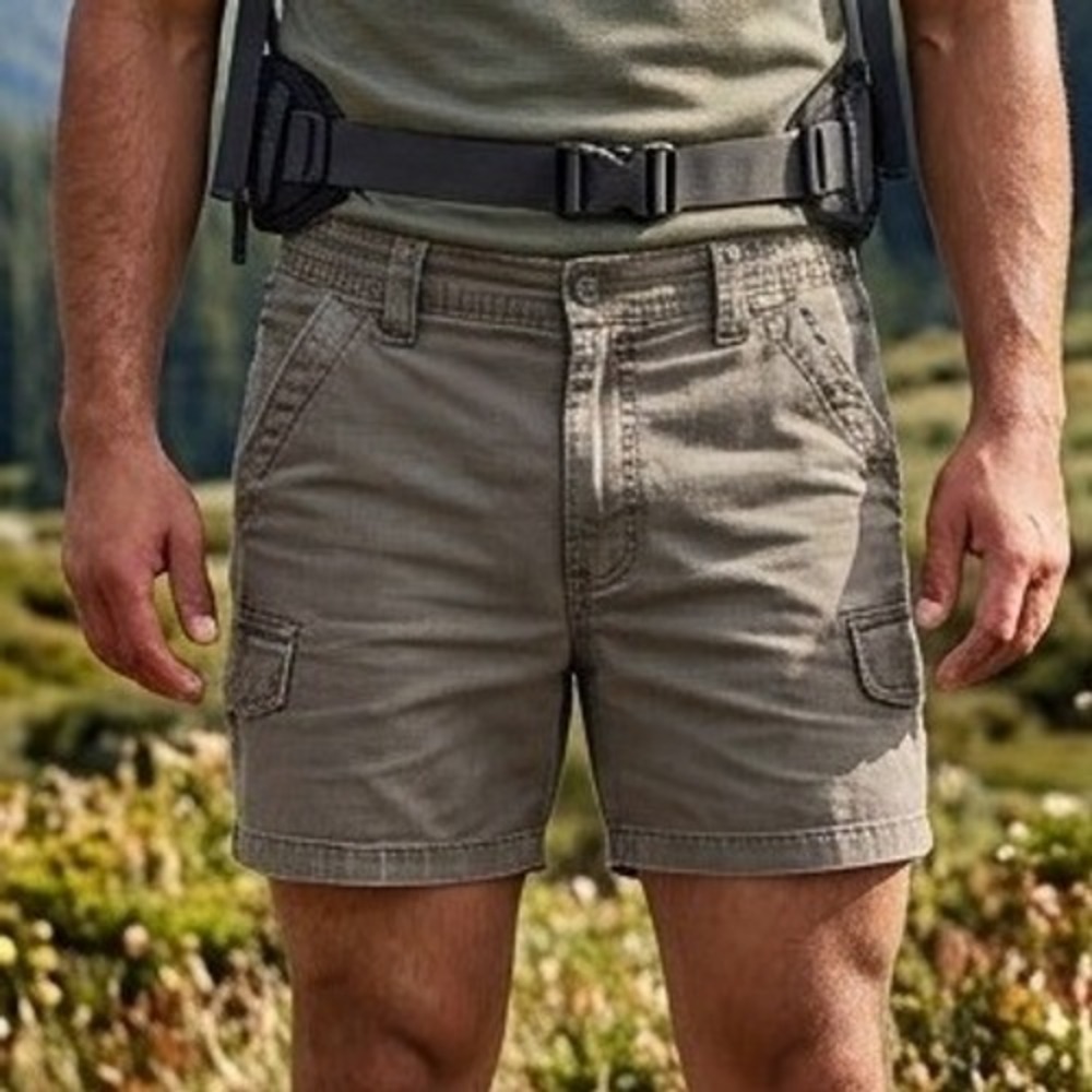 St. John's Bay Mens Olive Green Cargo Shorts Size 40 Cotton Elastic Waist Hiking